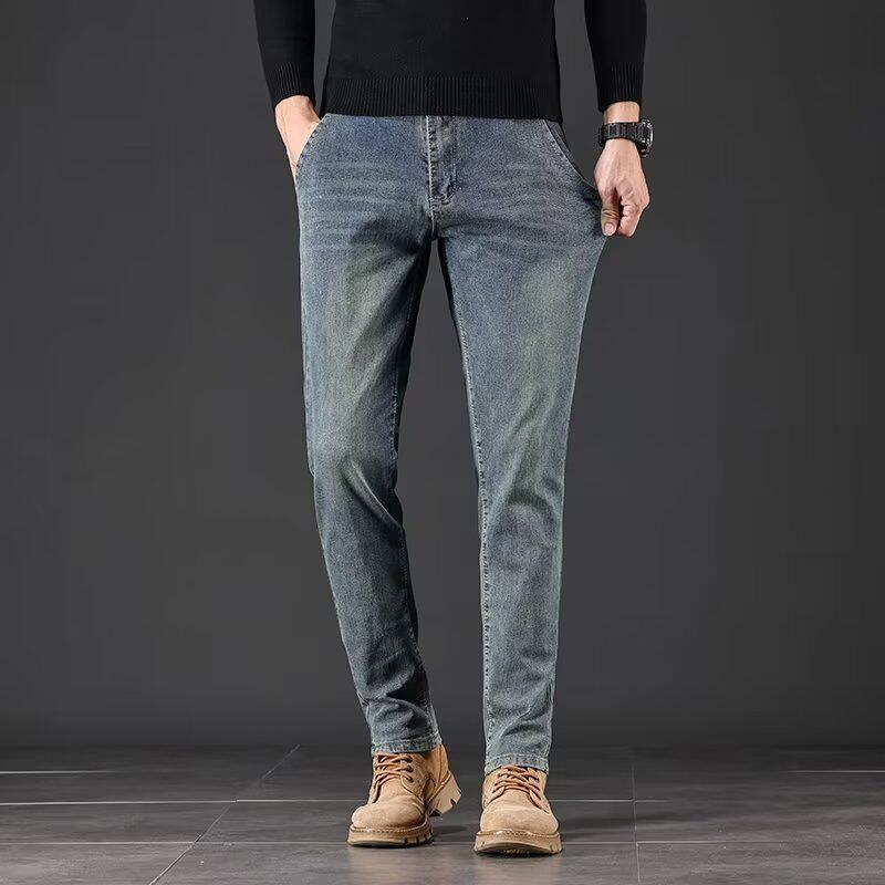 秋冬新款弹力牛仔裤男韩版修身小脚裤潮流百搭男生裤斜插口袋