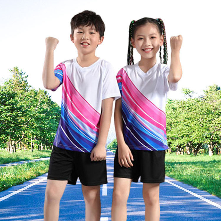 新款羽毛球服套装比赛韩版儿童短袖T恤小孩子学生男童女运动乒乓