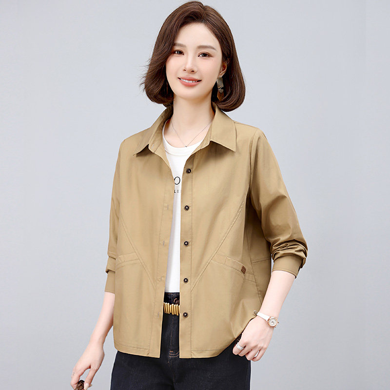 衬衫女春秋2026年新款宽松长袖上衣中年妈妈休闲大码纯棉衬衣外套