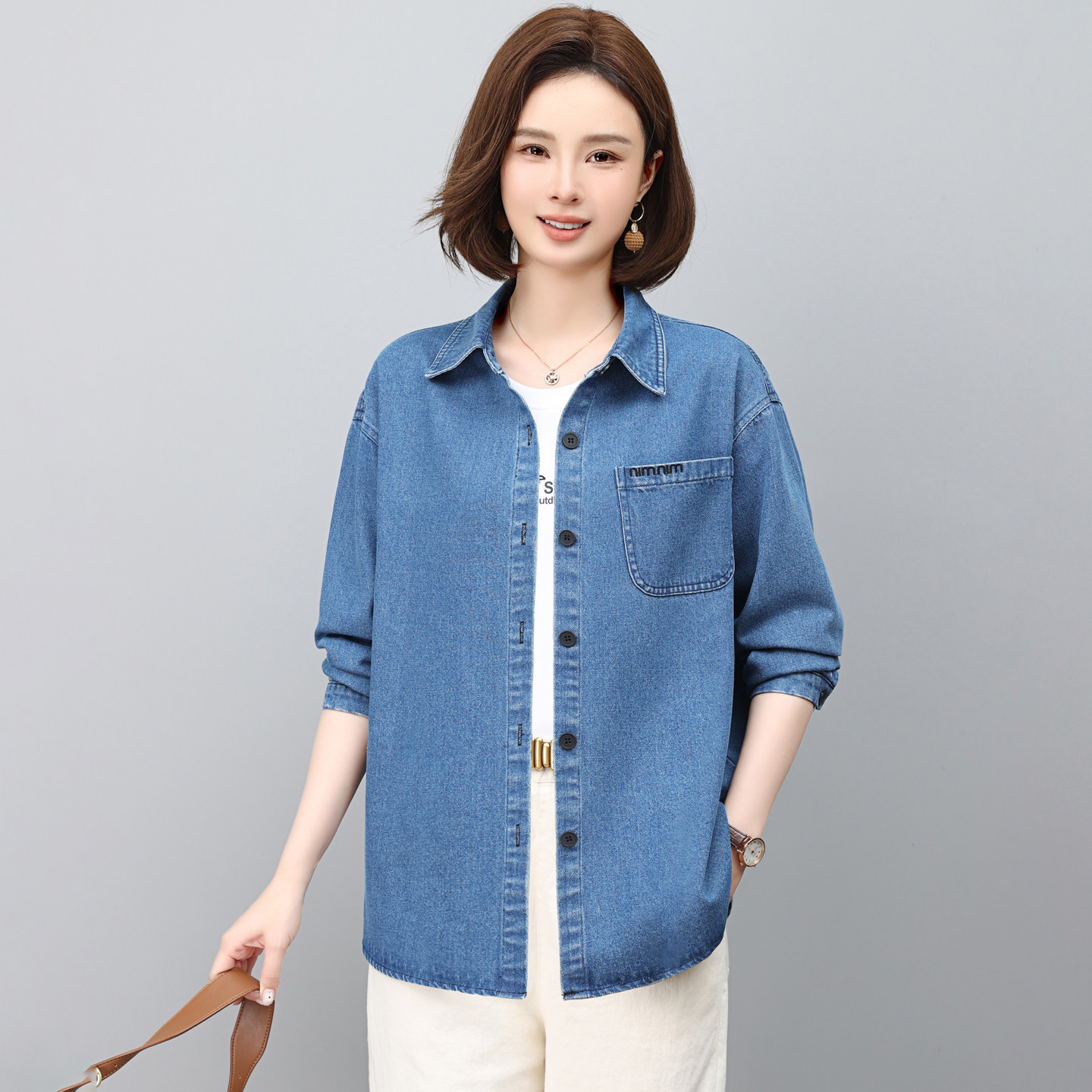 牛仔衬衫女宽松2026春秋新款