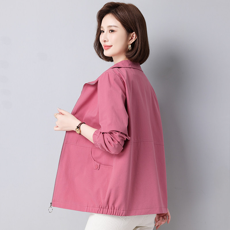 短外套女宽松纯棉2026春秋季新款休闲中年妈妈春装洋气夹克上衣服