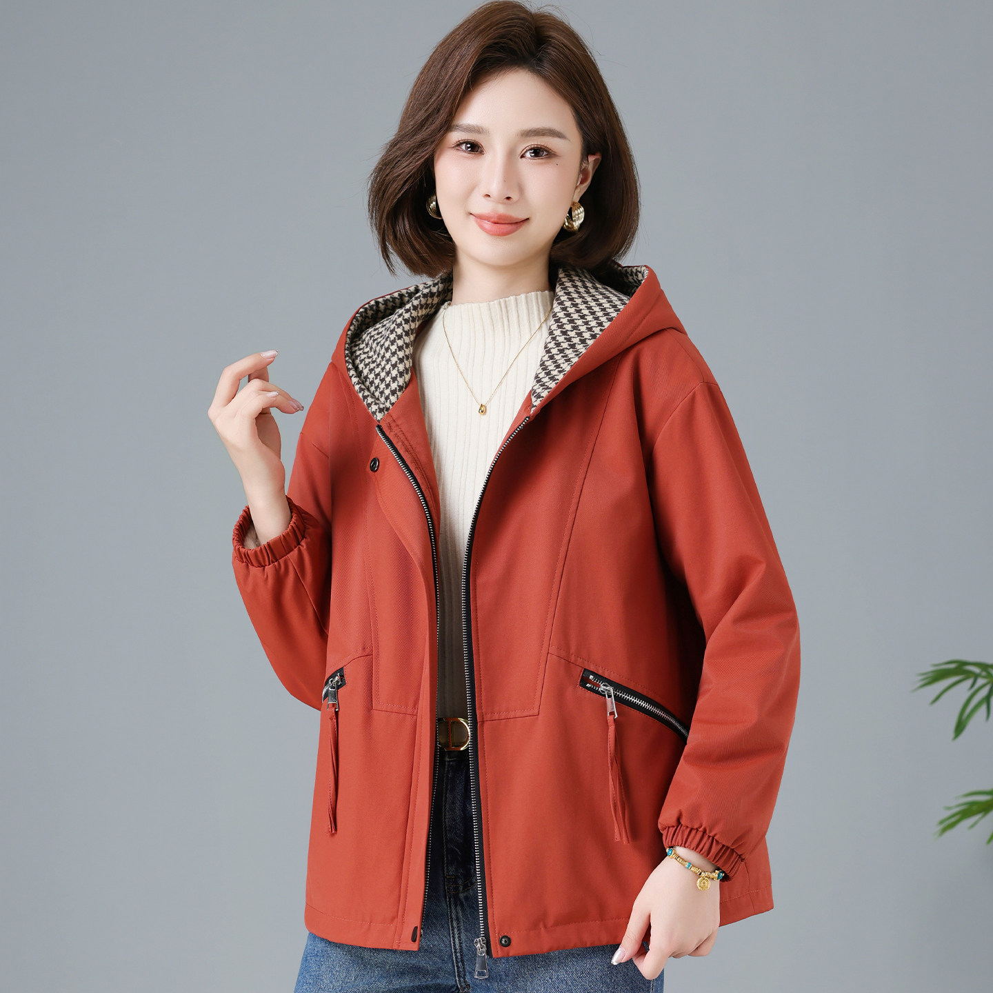 加绒外套女宽松2025秋冬新款中老年妈妈休闲大码洋气加厚夹克棉服