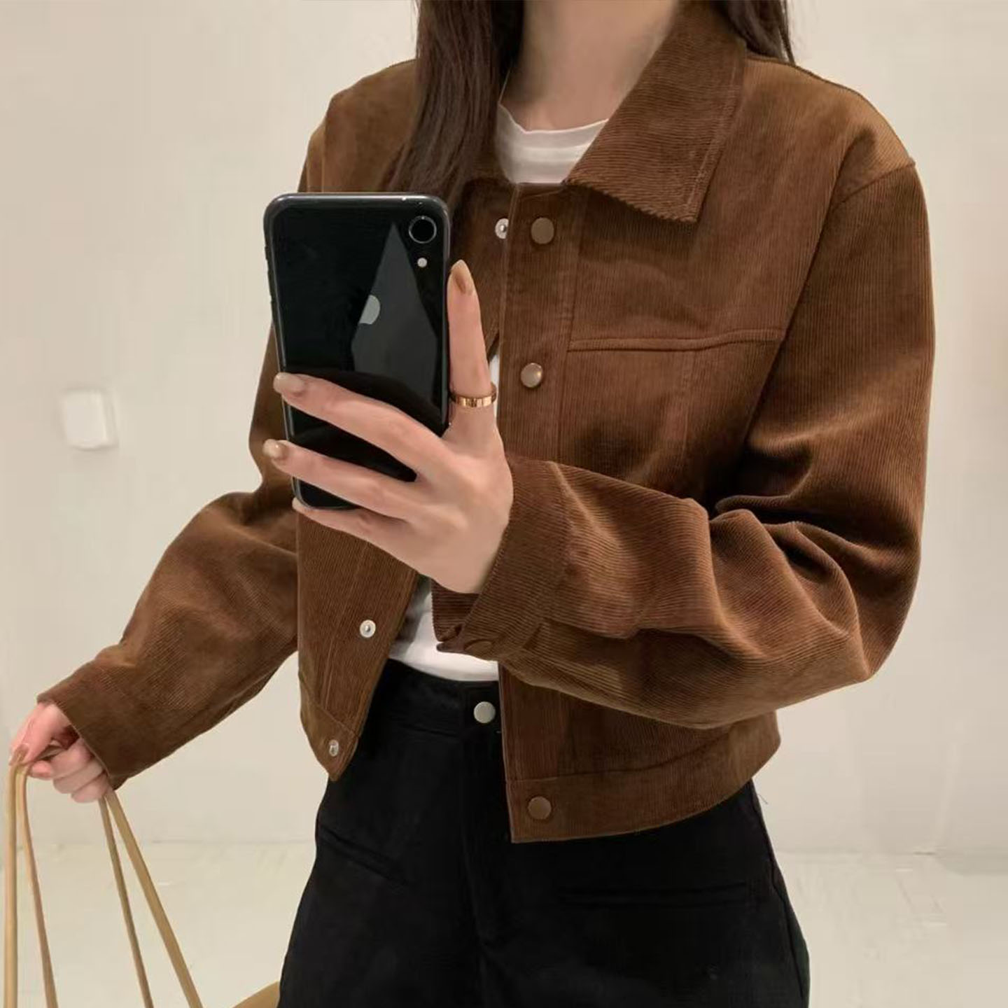 韩系复古灯芯绒外套宽松休闲