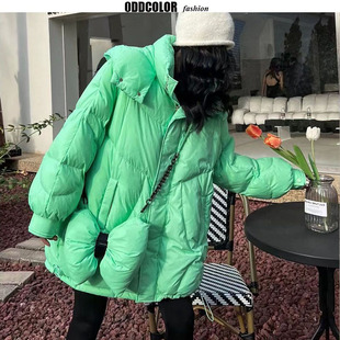 韩系chic90白鸭绒加厚连帽羽绒服2025冬宽松大码中长款面包服外套