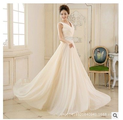 Evening dress have more cash than can be accounted for Banquet Bridesmaid show Toast clothing Sleeveless Large V-neck Bow Pin beads Dressin the Women's clothing/Boutique , Wedding/Cheongsam/Formal dress , Formal dress/Evening  category - from Buy2taobao.com to provide professional Taobao agent buy service