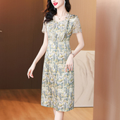 连衣裙妈妈装 真丝大码 洋气气质桑蚕丝时尚 夏季 减龄2020新款