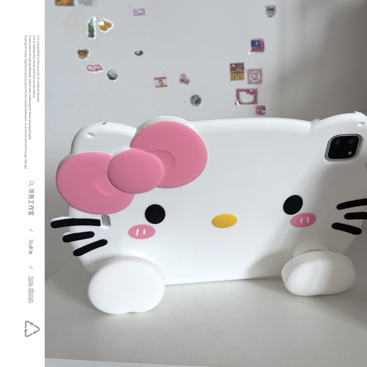ins韩风立体硅胶kitty可伸缩支架适用苹果2025ipadpro保护套平板Air34678壳第十代卡通九八可爱萌趣少女mini6