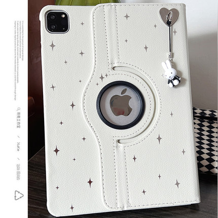 寻壳【皮质旋转】银色星米菲兔挂件适用苹果华为matepad11.5s平板2025ipadmini壳第九十代67890air4保护套pro