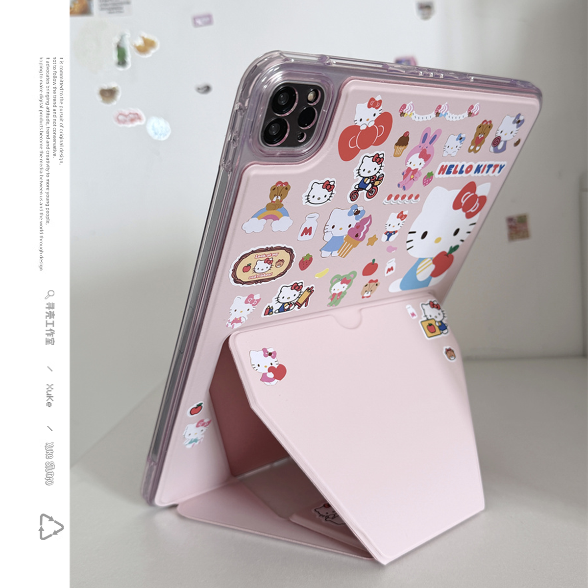 ins韩风卡包kitty亚克力折叠支架2025适用苹果华为小新米荣耀ipad第10代保护套9pro全包硬平板壳air4防摔可爱