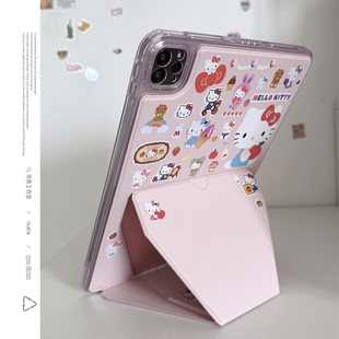 ins韩风卡包kitty亚克力折叠支架2025适用苹果华为小新米荣耀ipad第10代保护套9pro全包硬平板壳air4防摔可爱