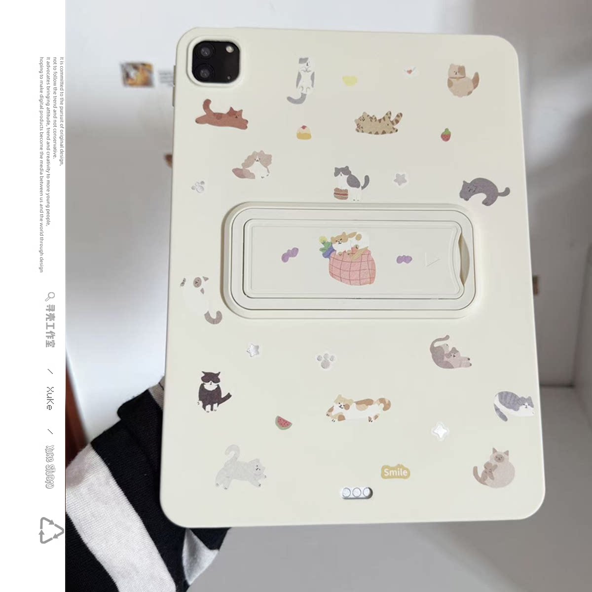 喵星童话王国乳白色支架适用苹果三星华为2025ipadpro保护套TPU平板Air3467壳第十代小红米Matepad女S软89A猫