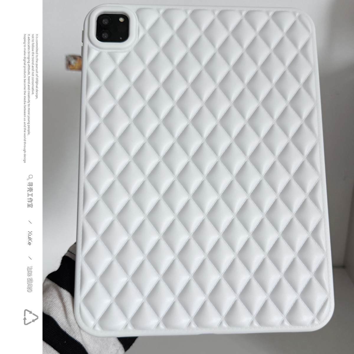 格菱纹小香风适用苹果三星小米2025ipadpro保护套支架平板Air3468壳带笔槽第十代12.9寸A9+透明可5S6爱女12代