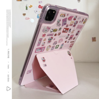 ins韩风镭射kitty亚克力折叠支架2025适用苹果华为小新米荣耀ipad第10代保护套89pro全包硬平板壳air4防摔女6