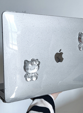 可爱立体果冻kitty细闪电脑壳适用苹果macbookair保护壳2025款笔记本M432电脑pro套macpro14寸透明膜配件1615