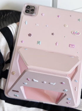 ins韩风翅膀草莓星星亚克力折叠支架2025适用苹果华为小新米荣耀ipad第10代保护套89pro全包硬平板壳air4防摔