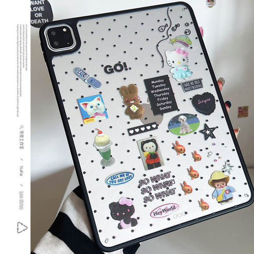 古早风波点拼贴亚克力可磁吸笔苹果原创适用苹果2025平板保护套ipadAir7第十代10.9寸3468代防摔pro壳硬可爱