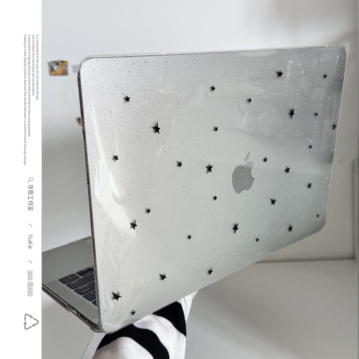 ins韩风黑色星星2025款适用macbookair保护壳13.6寸m4苹果macbookpro套15笔记本电脑14寸16硬键盘膜air透明女