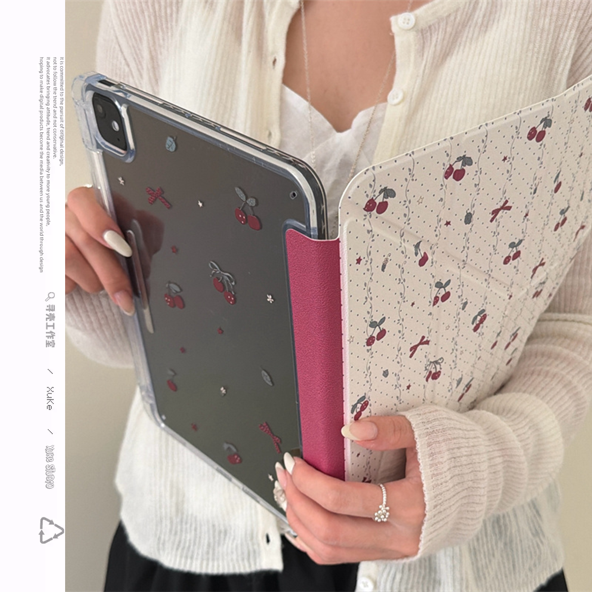 寻壳适用Y+8折彩色星星木马搭扣亚克力2026ipadpro苹果平板保护套防摔Air345789代壳第十代12.9寸女A带笔槽硬