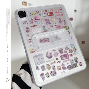ins韩风镭射kitty支架可调节适用苹果三星华为2025ipadpro保护套平板Air34678壳第十代小米Matepad女S可爱软9
