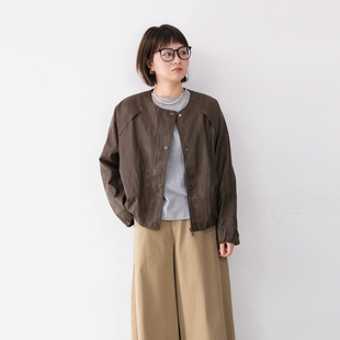 新款 2026年春季 夹克外套 皮衣女显瘦短款 圆领甜酷风PU皮插肩袖