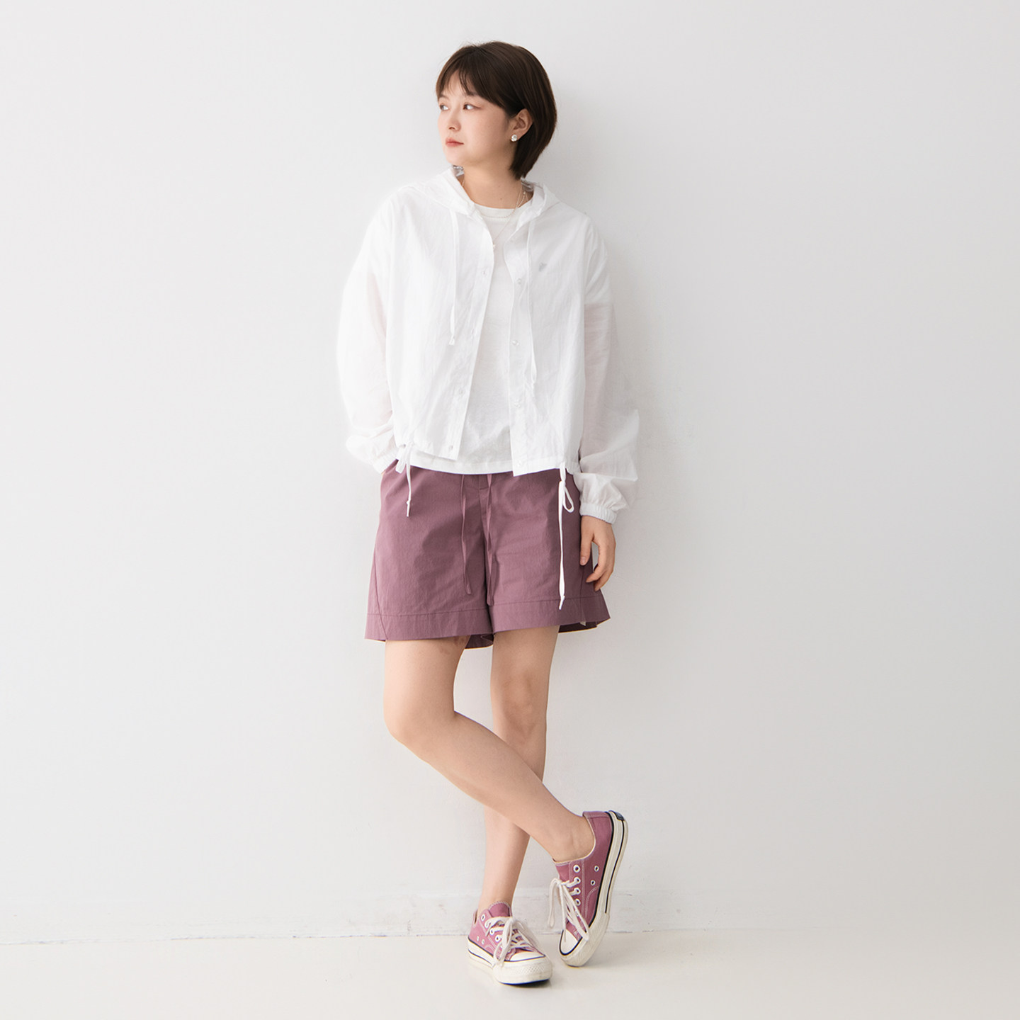 棉质弹力库维舒适松紧腰抽绳短裤女纯色百搭拉链口袋夏季新款热裤