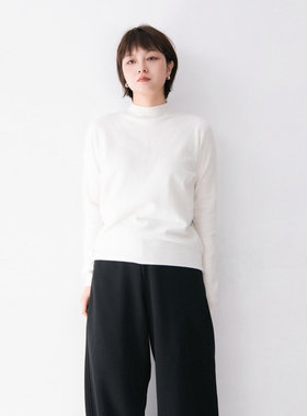 无缝一体超柔软大弹力亲肤舒适半高领纯色针织衫女百搭简约上衣