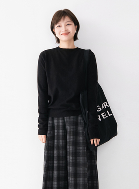 无缝一体超柔软舒适亲肤圆领套头针织衫女秋冬新款细腻打底上衣