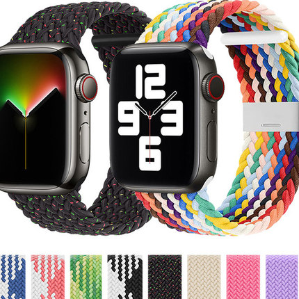 适用华强北s10表带苹果s8编织手表链iwatch7Pro尼龙弹力Ultra腕带