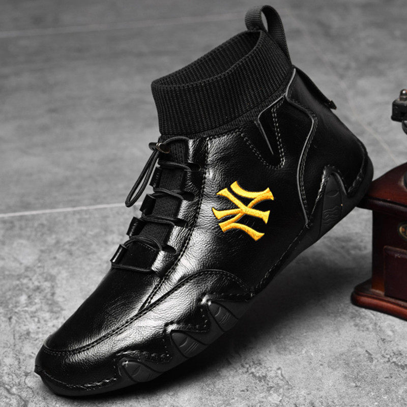 牛皮马丁靴男士皮鞋真皮透气高帮靴子百搭加绒棉鞋休闲软底皮靴潮,流行男鞋,高帮鞋,淘宝优惠券,粉丝福利购,淘宝优惠卷