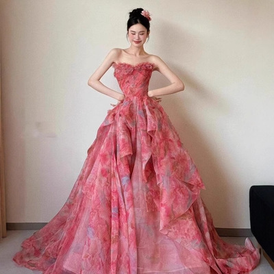 大码出租高端轻奢小众敬酒服轻纱公主裙法式抹胸晚礼服2026新款