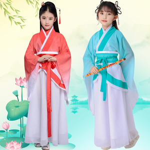 儿童古装汉服国学服男女礼颂演出服中国风小学生三字经朗诵演出服