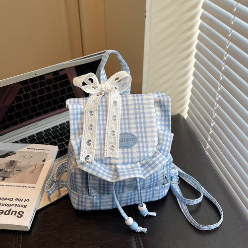 帆布双肩包学生纯色百搭平板背包