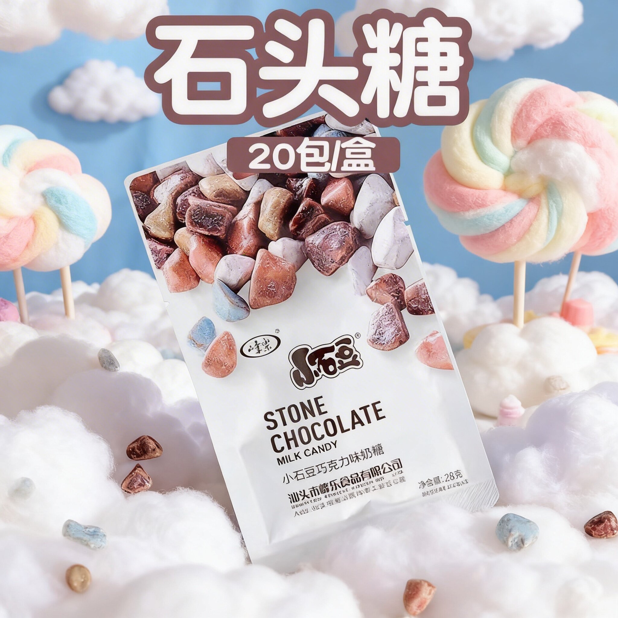 石头糖巧克力小石头糖石豆糖乳酸味儿童糖果80后怀旧童年零食