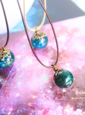 七彩纯手工琉璃星空短项链锁骨链