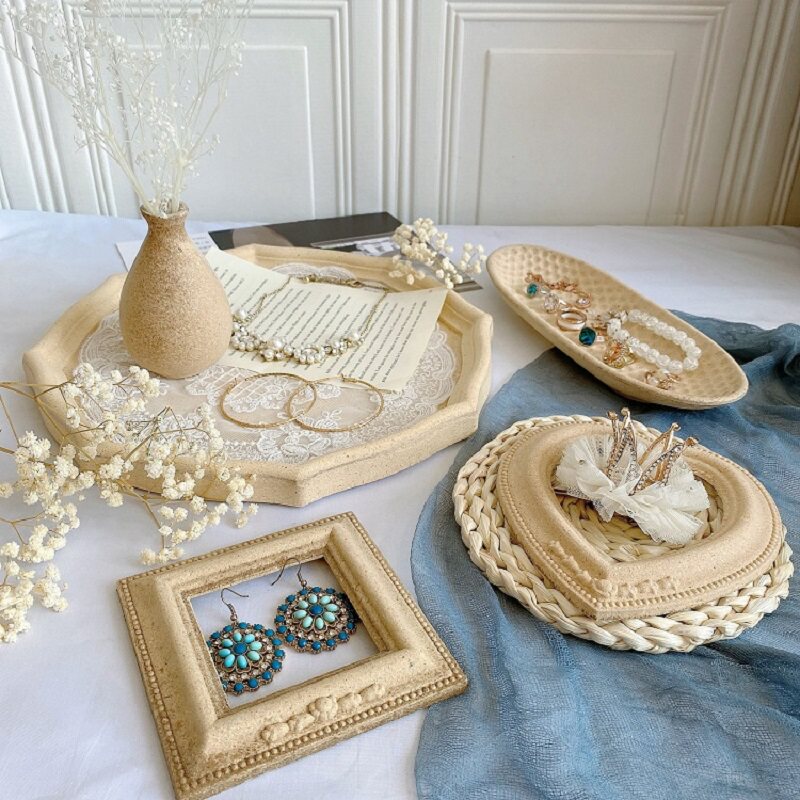 原木色珠宝项链托盘耳环展示盘木头定位相框饰品摄影道具耳钉陈列