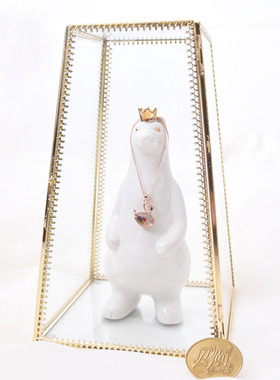 金边玻璃盒首饰箱防尘盒子珠宝箱