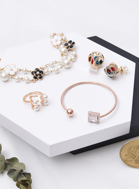 实木喷漆展示板六角形黑色白色拍摄背景板原木上色首饰架道具