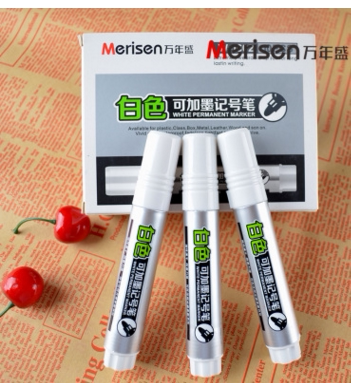 新品包邮白色记号笔可加墨水单头标记笔 油性白色笔 白色油性笔
