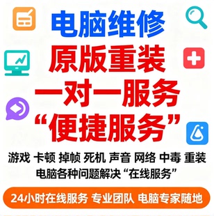 远程电脑维修系统重装故障咨询修复解决蓝屏卡顿驱动安装网络问题
