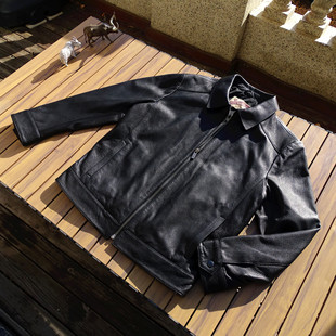 年底福利秒杀 头层鹿纹山羊皮简洁休闲商务真皮衣 精奢油边翻领