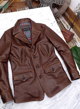 厚达1.8重磅霍尔文Horween软糯肉厚多脂牛皮美式复古真皮衣调度员