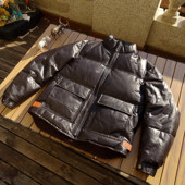 头层真皮鸭绒冬季 赔本抛售 马皮羽绒服 保暖复古立领真皮衣