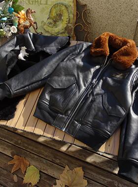 45P皮毛一体原生态美式复古空军飞行服真皮皮衣中性男女通穿