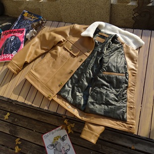 【赔本抛售】羊皮毛一体毛领3M棉保暖内里牛皮短款风暴骑士牛仔