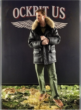 N3B原生态羊皮毛一体镶貉子毛美式复古中款保暖真皮衣男女