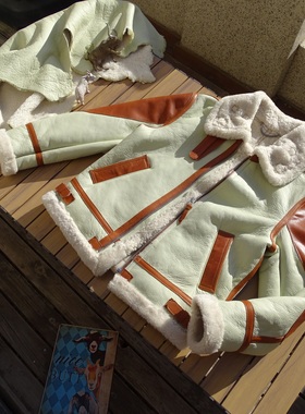 Colomer 澳洲原生态羊皮毛一体软嫩小羊羔复古B3真皮皮衣男女