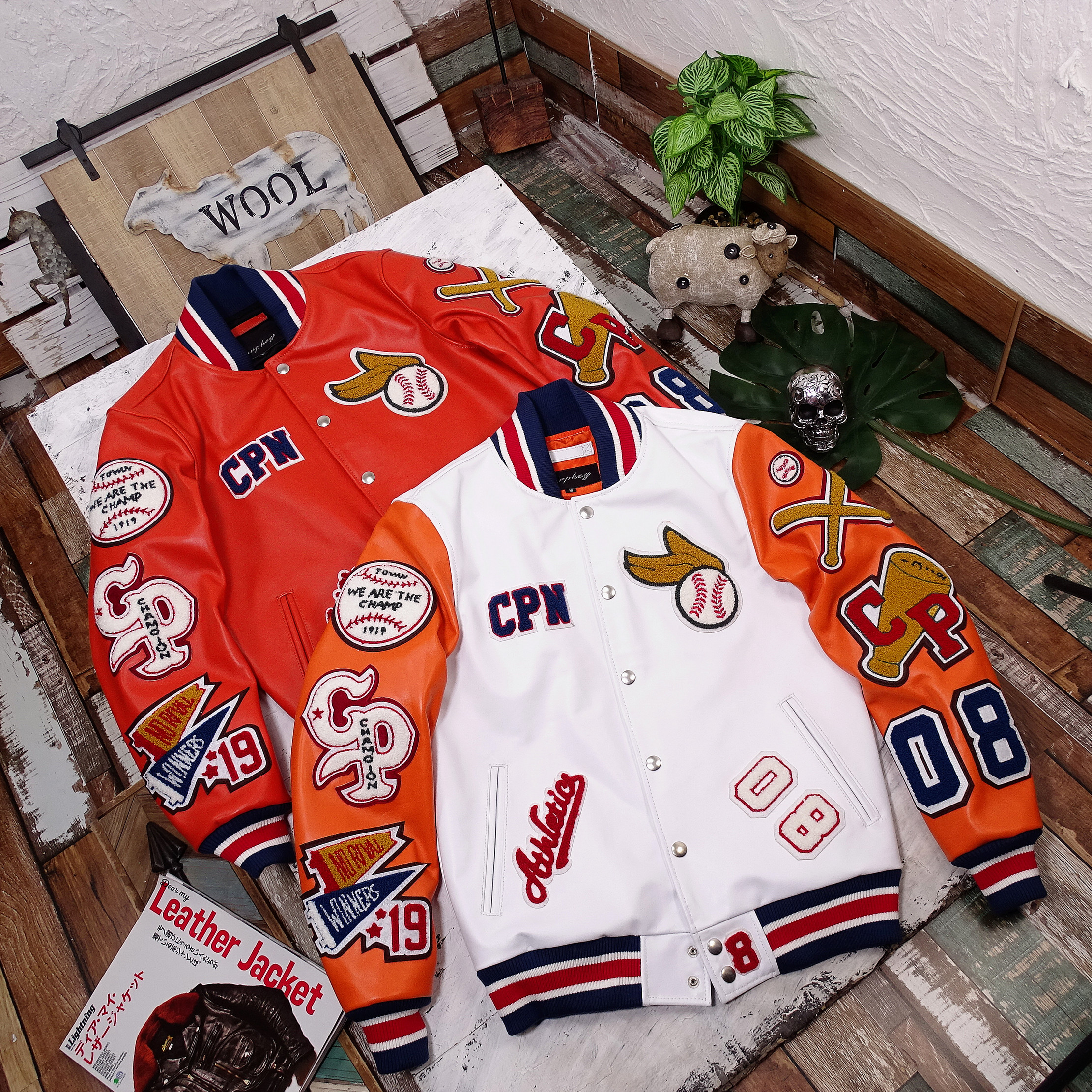 刺绣棒球服真皮徽章多标棒球服