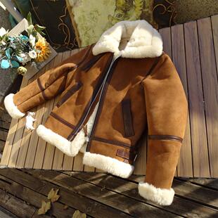 原生态羊皮毛一体超厚绒真皮皮衣 代工外贸原版