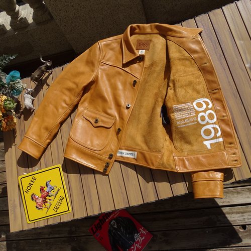 【无里衬】意产蜜蜡黄牛皮高品控美式复古西部三兜牛仔