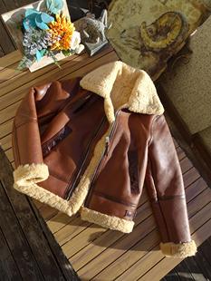 韩版 B6皮毛一体擦蜡工艺原生态羊皮毛一体